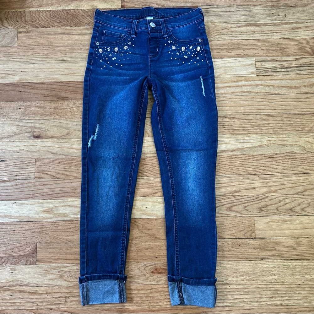 Justice Girls Mid-Rise Rhinestone Jeggings – Size 14